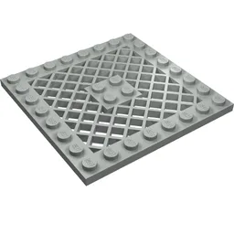 Plate Special 8 x 8 with Grille [No Hole in Center] / Light Gray