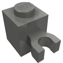 Brick Special 1 x 1 with Clip Vertical [Thick U Clip, Solid Stud] / Dark Bluish Gray