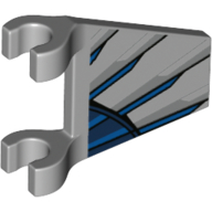 Lego Flag 2 x 2 Trapezoid with Clips with Dark Blue/Blue/Silver Stripes/Wings print / Light Bluish Gray