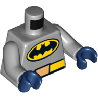 Lego Torso Bodysuit, Yellow and Black Oval Batman Logo and Yellow Belt with Buckle print, Light Bluish Gray Arms, Dark Blue Hands / Light Bluish Gray