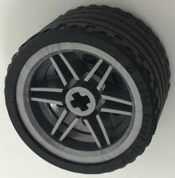 Wheel 30.4mm D. x 20mm with No Pin Holes and Reinforced Rim with Black Tire 37 x 22 ZR (56145 / 55978) / Flat Silver