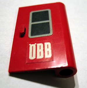 Lego Door 1 x 3 x 4 Right with Black Window and 'ÖBB' (OBB) Pattern (Stickers) - Set 164
