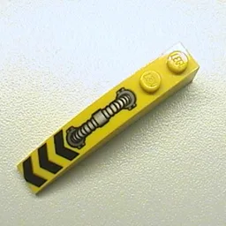 Brick Curved 6 x 1 with Hydraulic Hose and Black Chevrons Print / Yellow