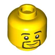 Minifig Head, Goatee Beard, Dark Turquoise Hearing Aid Print / Yellow