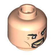 Lego Minifig Head Igor Karkaroff, Thick Black Eyebrows, Moustache, Goatee, Stern Stair/Mean Grin / Light Nougat