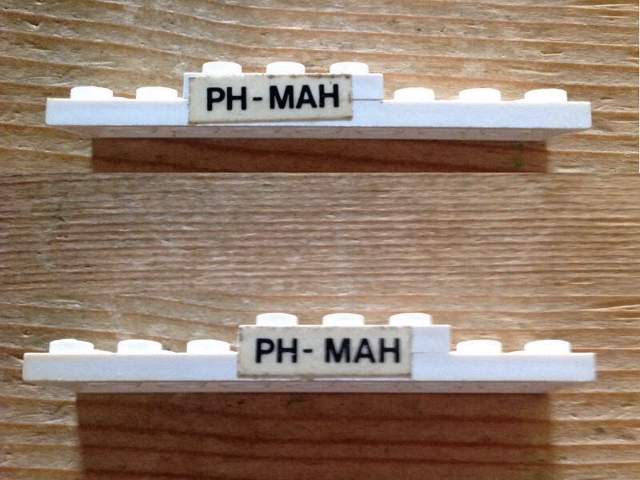Lego Stickered Assembly 8 x 2 x 2/3 with Black 'PH-MAH' Pattern on Both Sides (Stickers) - Set 1611-2