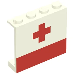 Panel 1 x 4 x 3 - Solid Studs with Red Cross and Stripe Print