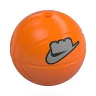 Minifig Head Special, Basketball with Silver LEGO Brick, Nike Logo Print / Orange