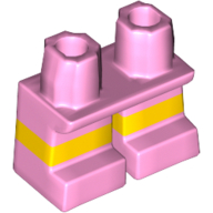 Lego Legs Short with Yellow Stripe Pattern [Multi Color Injection] / Bright Pink
