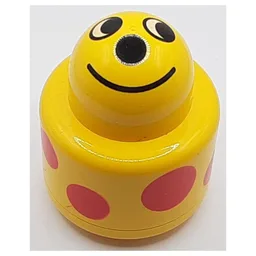 Primo Brick 1 x 1 with Round Rattle, Smiling Face, Red Spots Print / Yellow