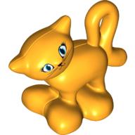 Lego Duplo Animal Cat Standing Turned Head with Large Eyes with Eyelashes Print / Bright Light Orange