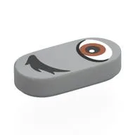 Tile Round 1 x 2 with Reddish Brown Eye, Black Eyebrow, Right Print