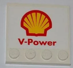 Tile, Modified 4 x 4 with Studs on Edge with Shell Logo and 'V-Power' Pattern (Sticker) - Set 8123
