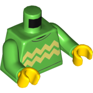 Lego Torso Sweater with 2 Bright Light Yellow Zigzag Stripes Print, Bright Green Arms, Yellow Hands / Bright Green