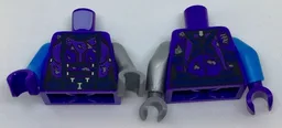 Torso Female Damaged Armor, Dark Blue Belt Pattern / Flat Silver Arm Left / Dark Azure Arm Right / Dark Purple Hand Right / Dark Bluish Gray Hand Left