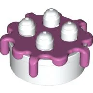 Duplo Food Cake with Medium Dark Pink Frosting / White