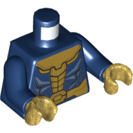 Lego Torso Armor, Gold Plates and Belt Print, Dark Blue Arms, Pearl Gold Hands / Dark Blue