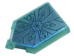Tile, Modified 2 x 3 Pentagonal with Metallic Light Blue Snowflake and Ice Crystals Pattern (Sticker) - Set 43197