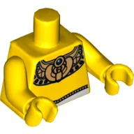 Torso, Ancient Egyptian Golden Necklace and White Belt Print, Yellow Arms and Hands / Yellow