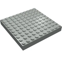 Brick 10 x 10 without Bottom Tubes, without Cross Supports / Light Gray