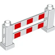 Duplo Fence 1 x 6 x 2 with Red Stripes Print / White