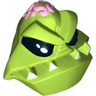 Minifig Head Special, Alien with 4 Fangs and Brain Tissue Print / Lime