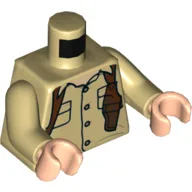 Torso, Shirt with Pockets, Buttons, and Reddish Brown Gun Holster Shoulder Harness Print, Tan Arms, Light Nougat Hands / Tan