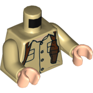 Lego Torso Shirt with Pockets, Buttons, and Reddish Brown Gun Holster Shoulder Harness Print, Tan Arms, Light Nougat Hands / Tan