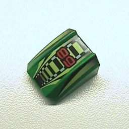 Brick Curved 2 x 2 with Lip, No Studs with '89', Lime/Black/White Stripes Print / Green