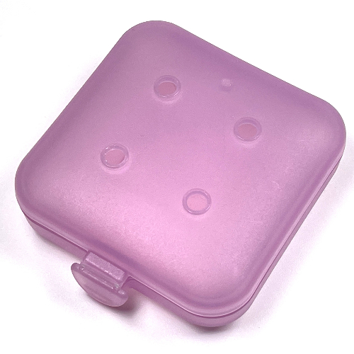 Lego Clikits Container Box, Square with 2 x 2 Holes Arrangement - Hinged / Trans-Light Purple