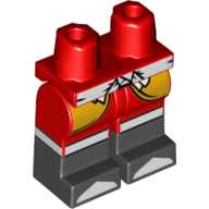 Lego Hips with Red Legs and Black Boots Pattern with Bright Light Orange Robe End, White Knee Straps and Sash Belt Print / Red
