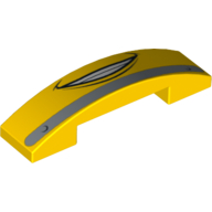 Lego Brick Curved 4 x 1 Double with No Studs and Smiling Mouth and Bumper Print (Luigi) / Yellow