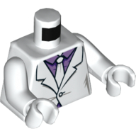 Lego Torso Jacket, Medium Lavender Shirt, and Tie Print, White Arms and Hands / White