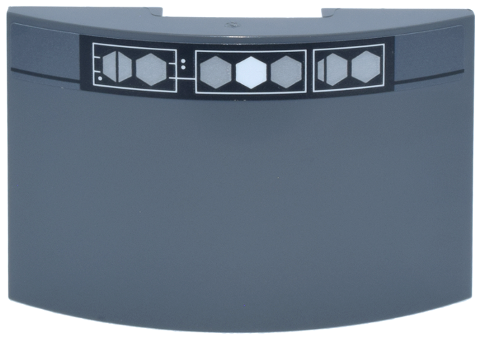 Lego Slope, Curved 6 x 4 Double with Black Elevator Indicator Panel, Silver Hexagons, White Hexagon in Center Pattern (Sticker) - Set 75419