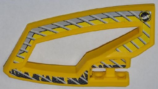 Lego Technic, Panel RC Car Panel Flexible Left with Dirt Crusher Logo and Gray Stripes on Yellow and Black Background Pattern (Stickers) - Set 8369-1