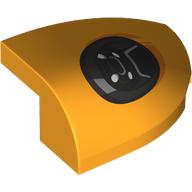Lego Brick Round, Curved Double 3 x 2 Beveled with Stud Notch Right with Black Headlight print