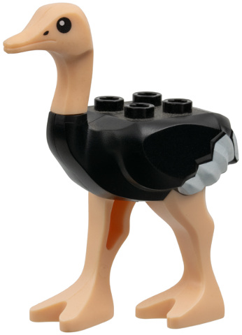 Lego Ostrich with Light Nougat Legs and Head, White Tail and Wingtips Pattern