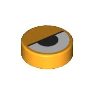 Tile Round 1 x 1 with Half-Closed Eye Print / Bright Light Orange