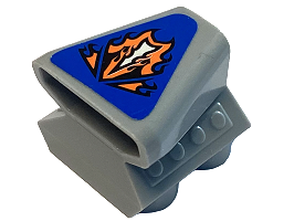 Lego Vehicle, Air Scoop Engine Top 2 x 2 with Orange Flames on Blue Background Pattern (Sticker) - Set 8197
