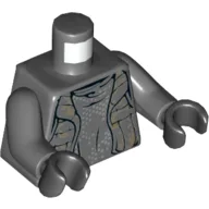 Torso, Vest with Dark Tan Camouflage over Shirt with Silver Dots Print, Dark Bluish Gray Arms, Black Hands / Dark Bluish Gray
