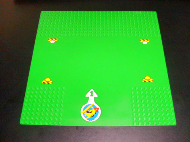 Lego Baseplate, Road 32 x 32 9-Stud T Intersection with Landing Lights and Arrow with Number 1 and Airplane Pattern (Stickers) - Set 3671