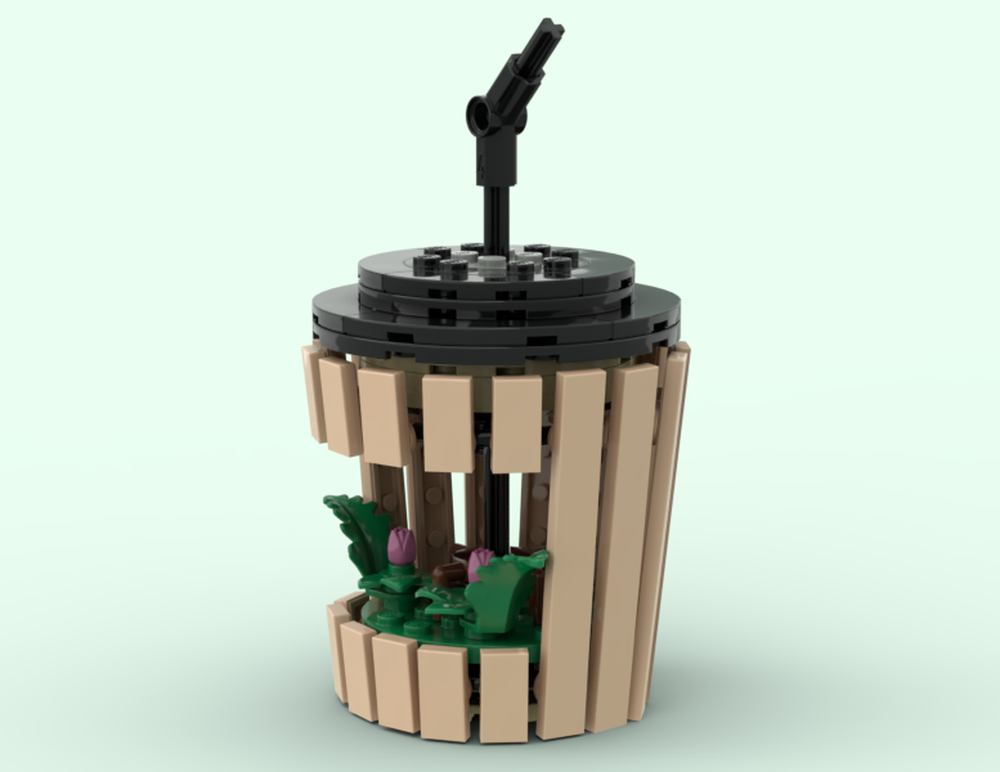 Lego Lotus in a Bamboo Coffee Cup -
