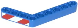 Technic, Liftarm, Modified Bent Thick 1 x 9 (6 - 4) with Red and White Danger Stripes Pattern Model Left Side (Sticker) - Set 42024