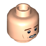 Lego Minifig Head Han Solo, Cheek Lines, White Pupils, Chin Dimple, Open Mouth / Closed Eyes Carbonite Print / Light Nougat