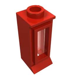 Window 1 x 1 x 2, Extended Lip, Hollow Stud [with Glass] / Red