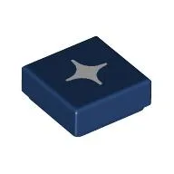 Tile 1 x 1 with White Star Print / Dark Blue
