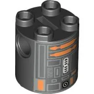 Brick Round 2 x 2 x 2 Robot Body with Copper and Silver Imperial Astromech Droid Print