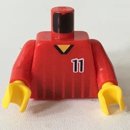 Torso, Soccer Shirt, Black Fading Stripes and '11' Front and Back Print, Red Arms, Yellow Hands