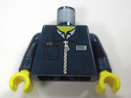 Torso Zipper Jacket with Light Blue Shirt and Ticket in Pocket Pattern / Dark Blue Arms / Yellow Hands