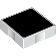 Duplo Tile 2 x 2 with Shape Black Square Print / White